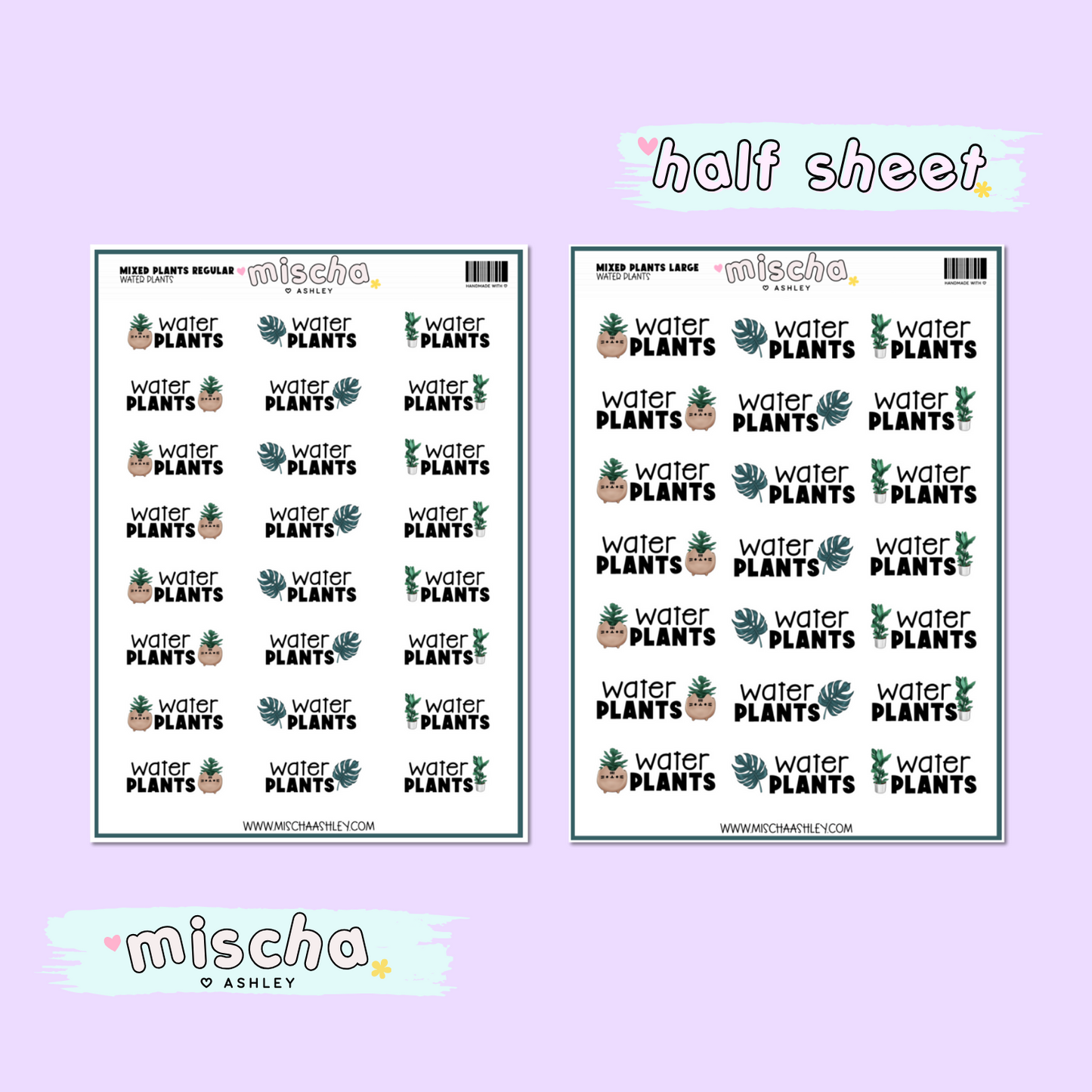 Water Plants Typography with Icon Planner Stickers - Functional Stickers