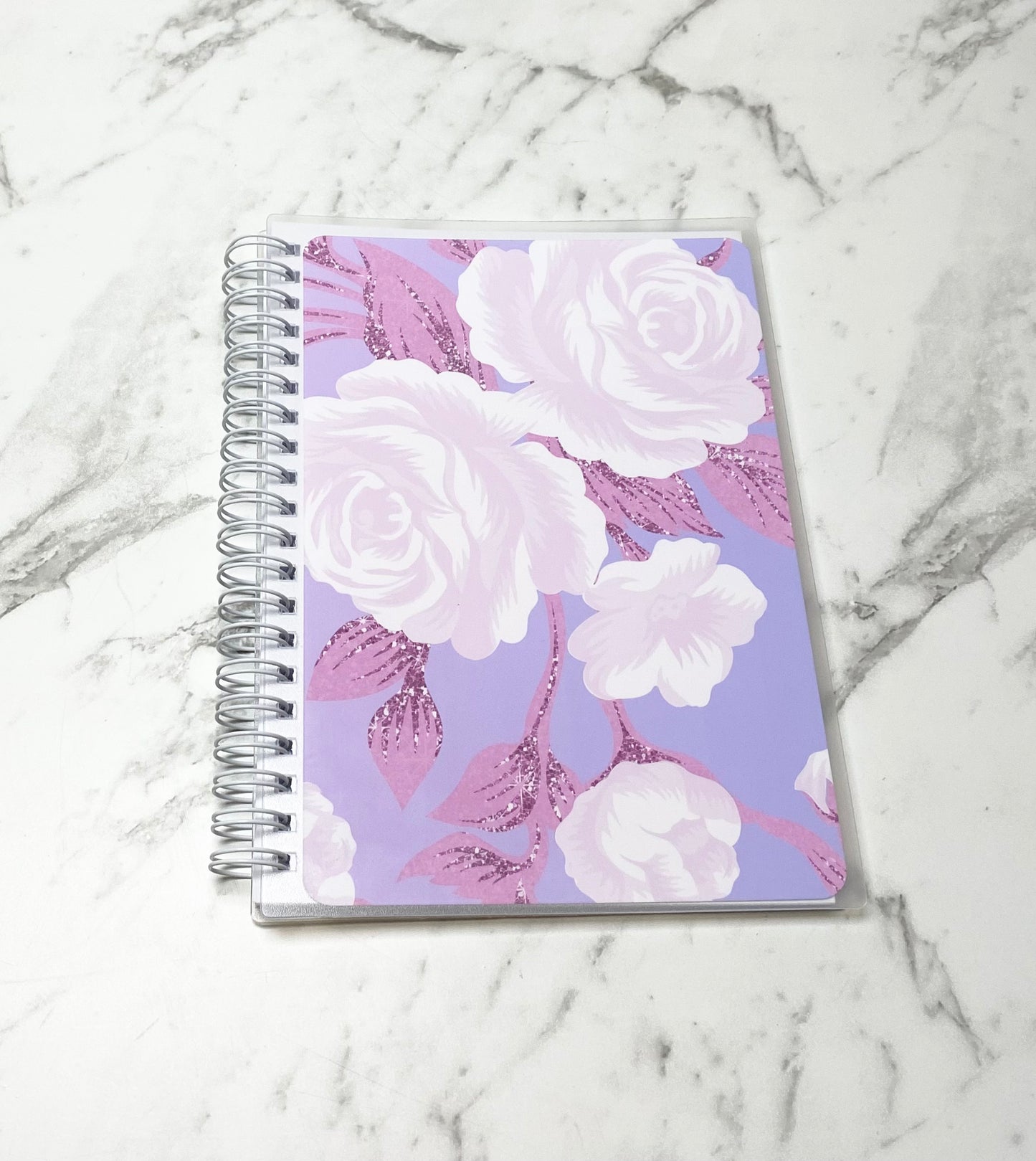 Reusable sticker album 5x7 4X6 Purple and pink background pink flowers