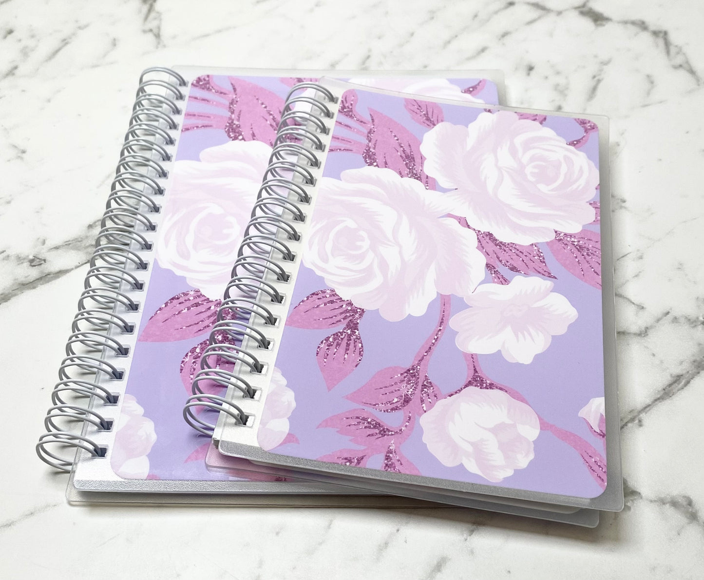 Reusable sticker album 5x7 4X6 Purple background pink flowers