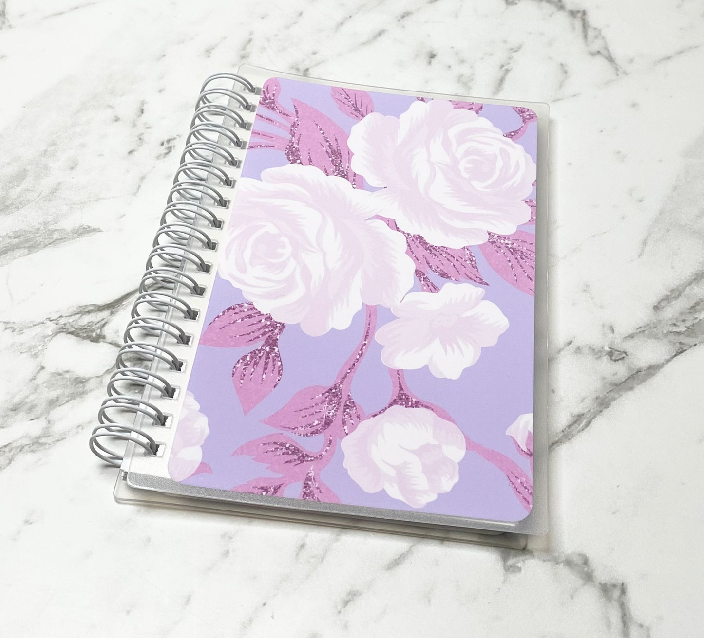 Reusable sticker album 5x7 4X6 Purple background pink flowers