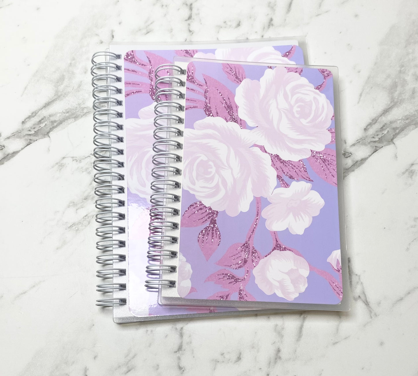 Reusable sticker album 5x7 4X6 Purple and pink background pink flowers