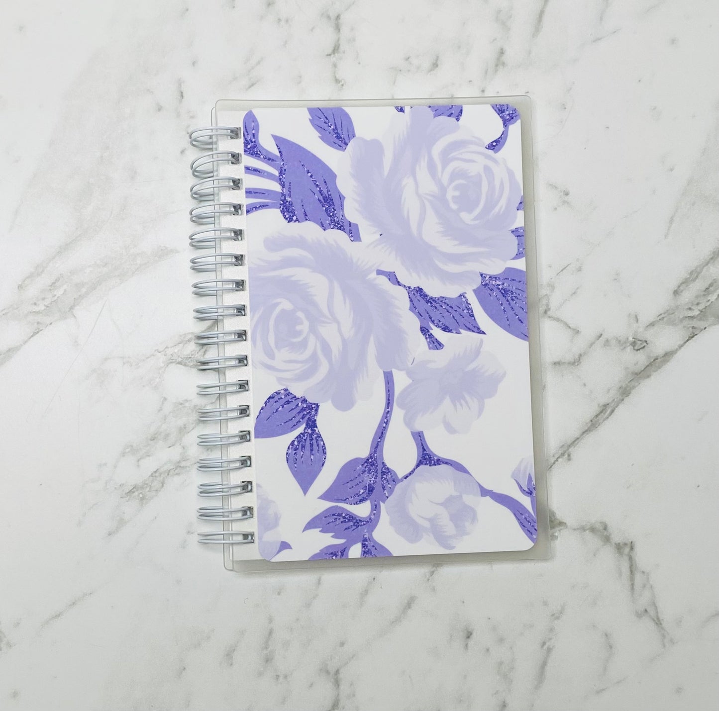 Reusable sticker album 5x7 4X6 Purple flowers and white background