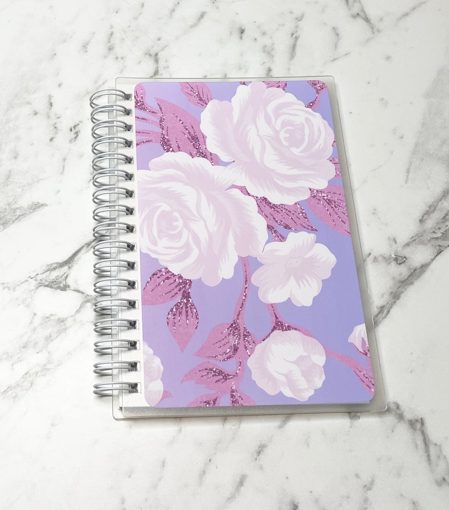 Reusable sticker album 5x7 4X6 Purple and pink background pink flowers