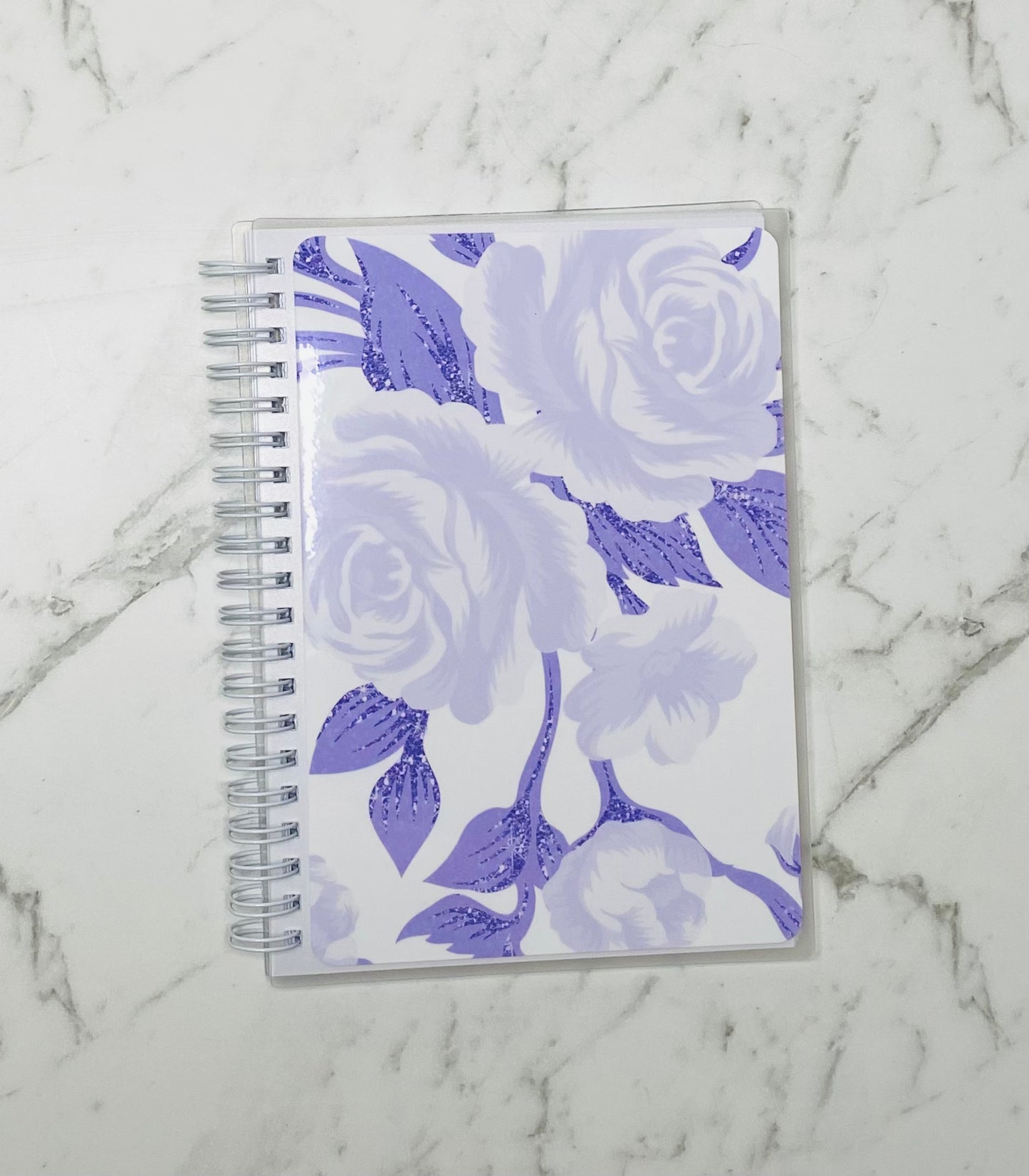 Reusable sticker album 5x7 4X6 Purple flowers and white background