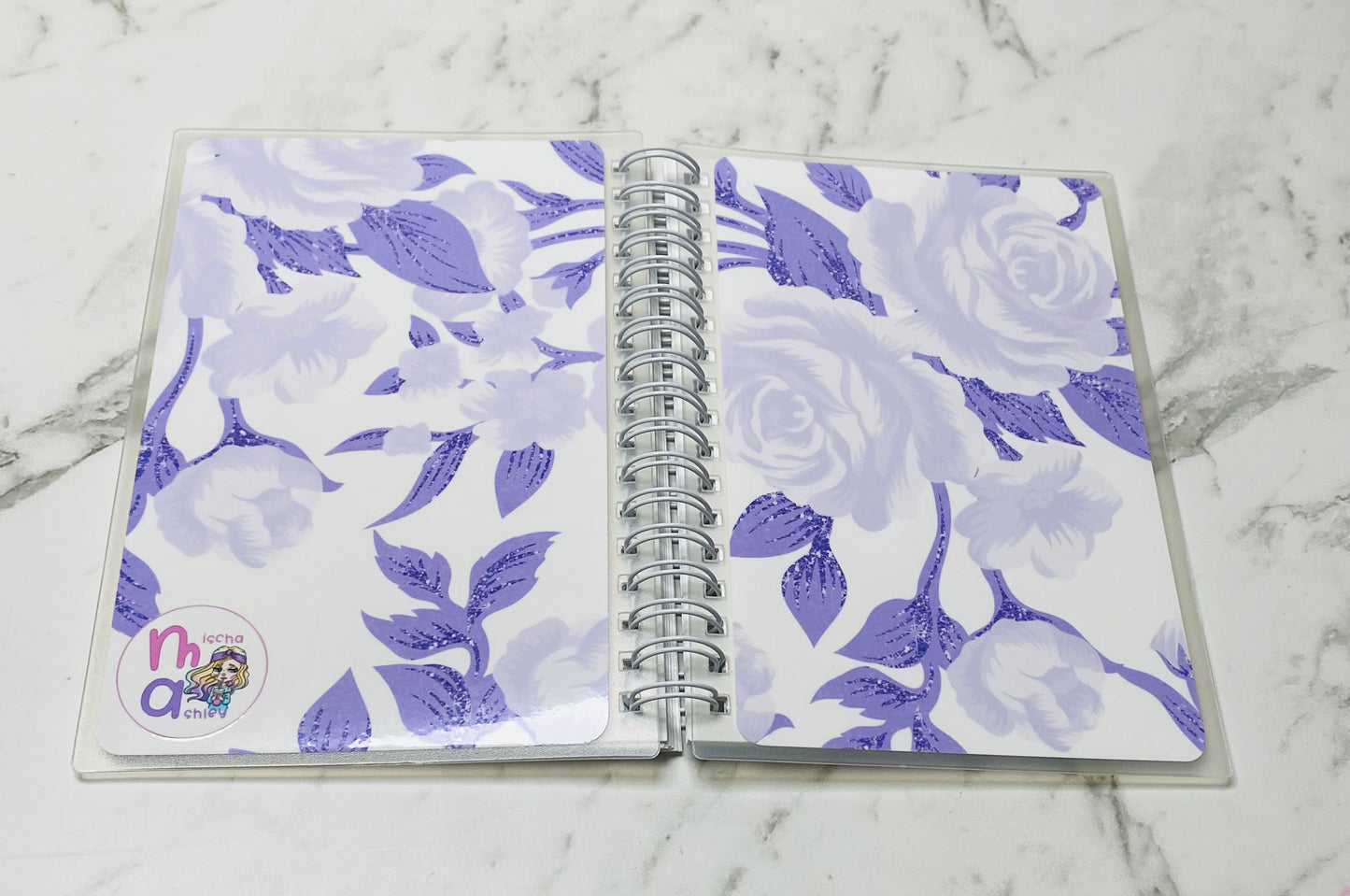 Reusable sticker album 5x7 4X6 Purple flowers and white background