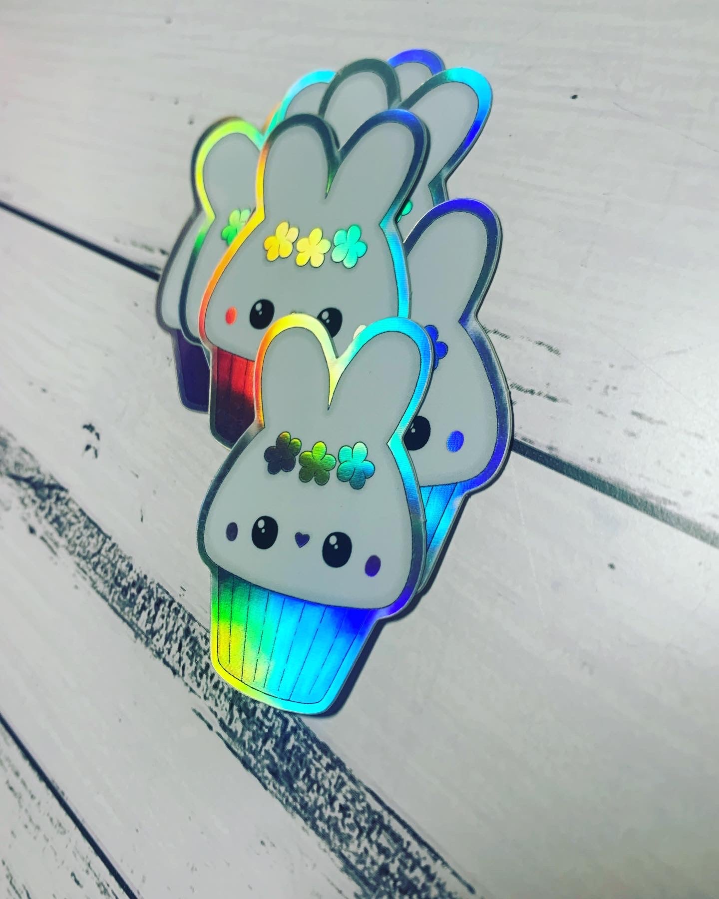 Vinyl Holo Bunny Cupcake