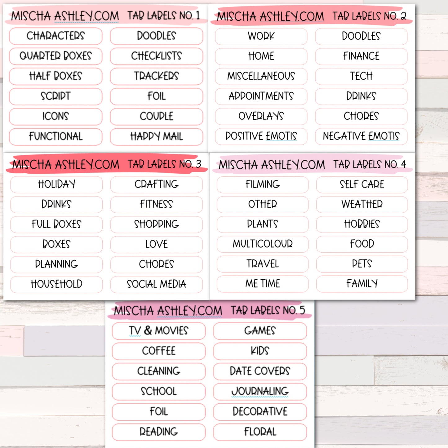 Tab labels