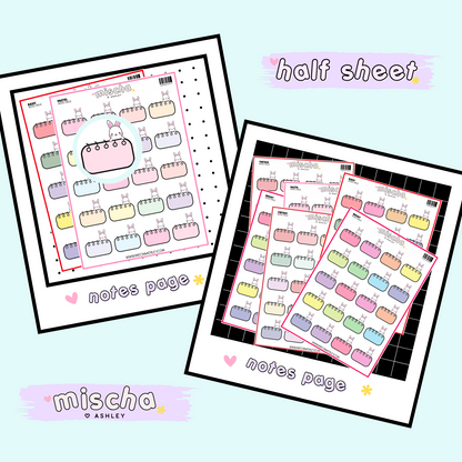 Cute Notes Box with Bunny Planner Stickers - Functional Stickers