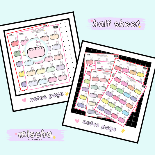 Cute Notes Box with Bunny Planner Stickers - Functional Stickers