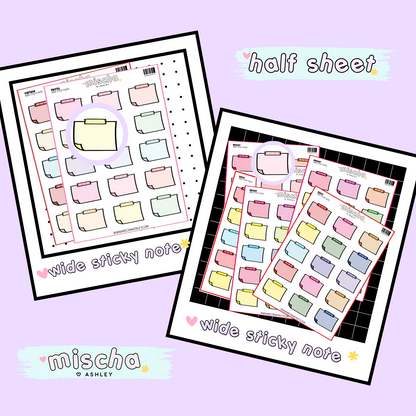 Cute Wide Sticky Note Planner Stickers - Functional Stickers