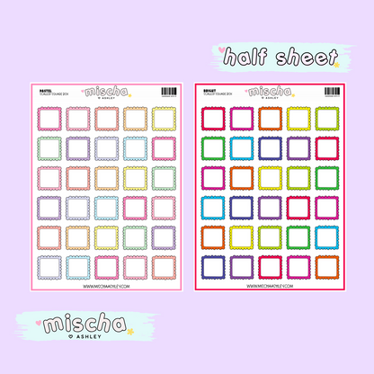 Cute Square Scallop Planner Stickers - Functional Stickers