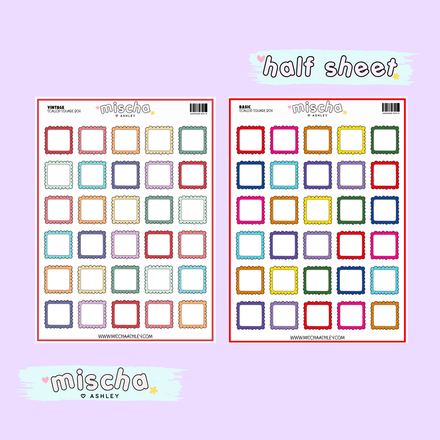 Cute Square Scallop Planner Stickers - Functional Stickers