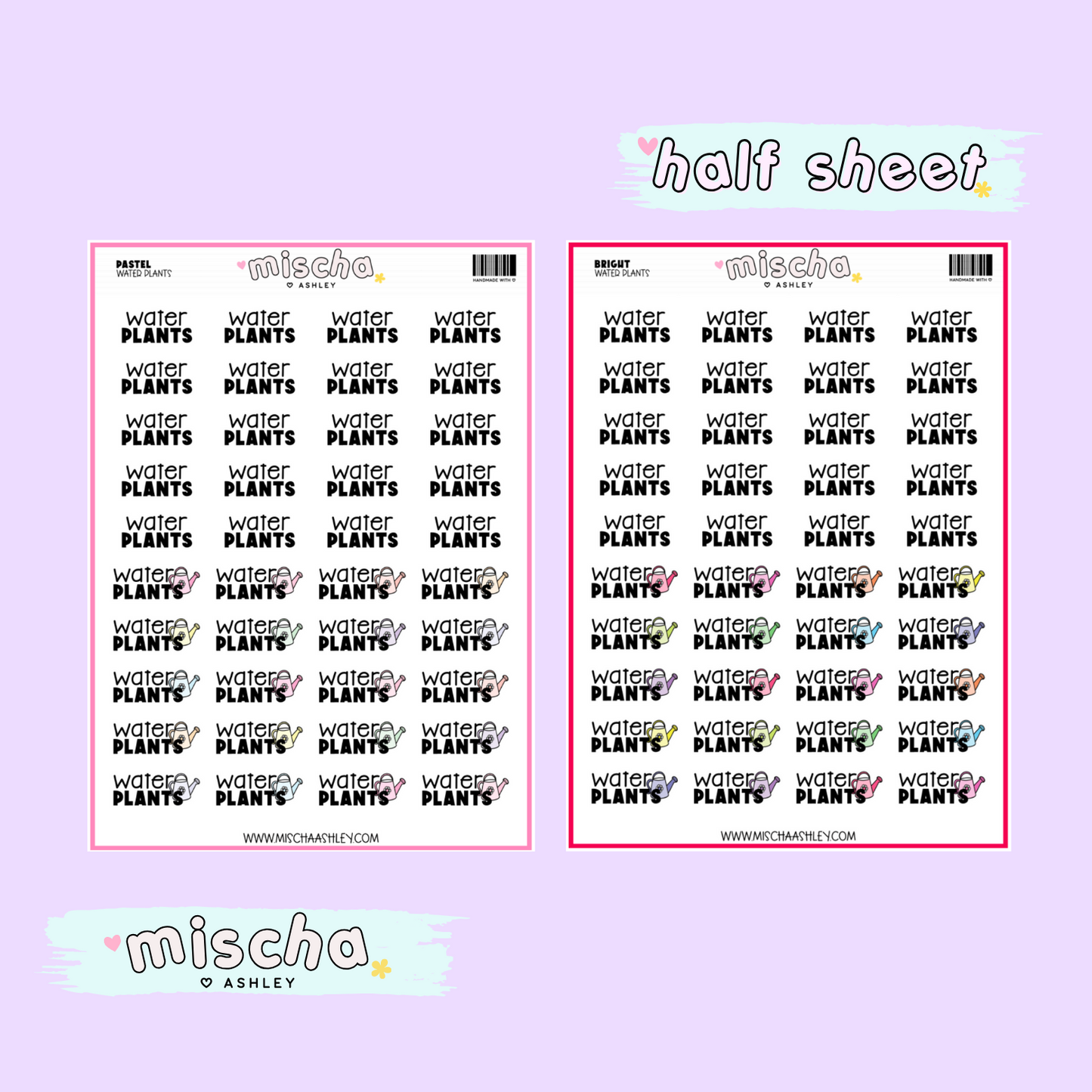 Water Plants Typography with Icon Planner Stickers - Functional Stickers