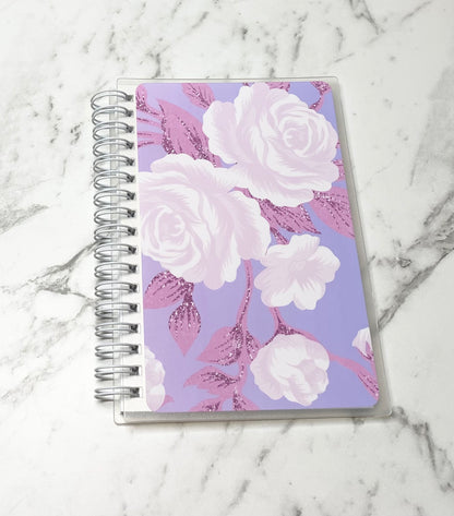 Reusable sticker album 5x7 4X6 Purple and pink background pink flowers