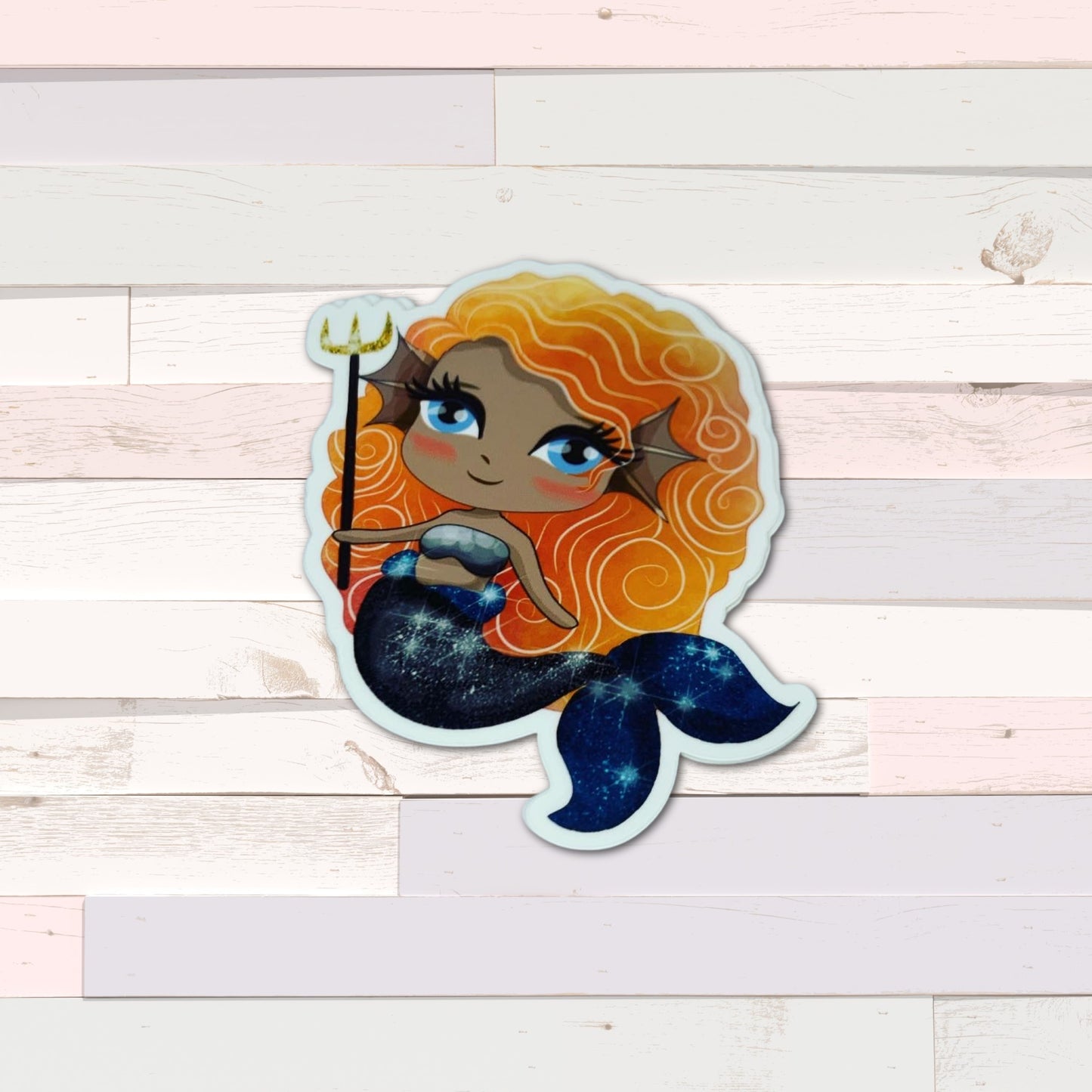 Orange Haired Witchy Mermaid Vinyl Sticker