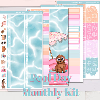 Pool Day - Monthly Sticker Kit - Erin Condren - Aura Estelle Planners