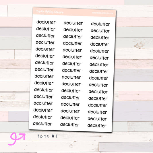 Script stickers | DECLUTTER