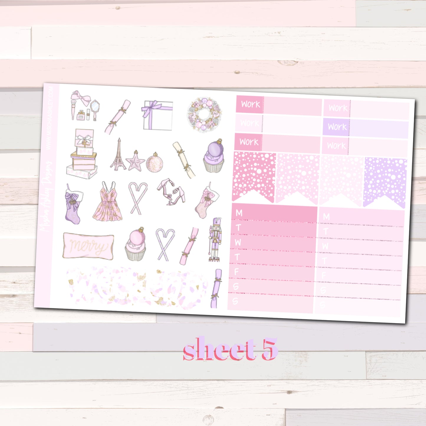 Pink Xmas- Weekly Sticker Kit - Erin Condren Vertical Planner
