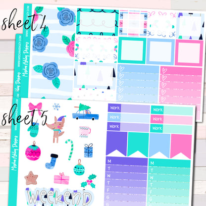 FOXY XMAS- Weekly Sticker Kit - Erin Condren Vertical Planner