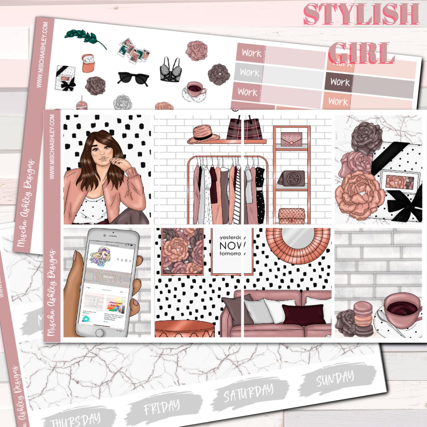 Stylish Girl - Weekly Sticker Kit - Erin Condren Vertical Planner