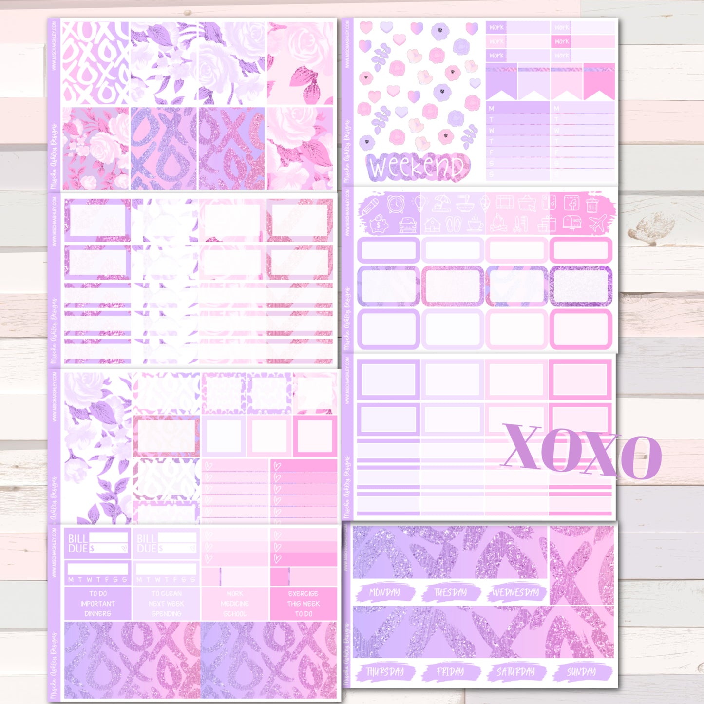 XOXO - Weekly Sticker Kit - Erin Condren Vertical Planner