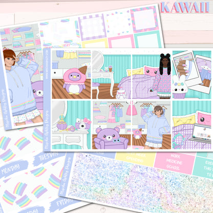 Kawaii - Weekly Sticker Kit - Erin Condren Vertical Planner