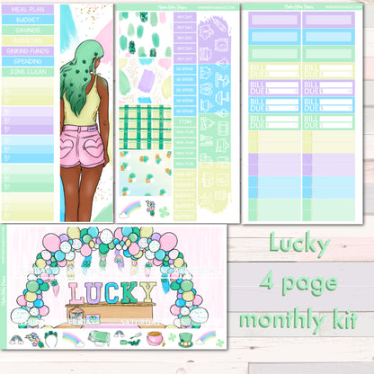 Lucky- Monthly Sticker Kit - Erin Condren - Aura Estelle Planners