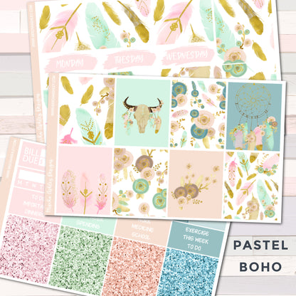 Pastel Boho - Weekly Sticker Kit - Erin Condren Vertical Planner