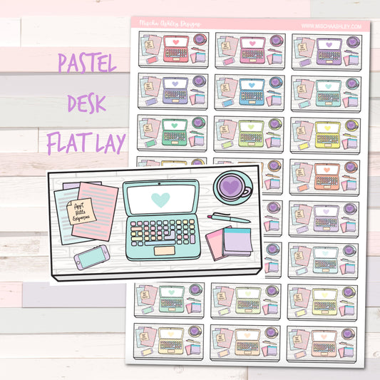 Flat lay stickers | PASTEL DESK