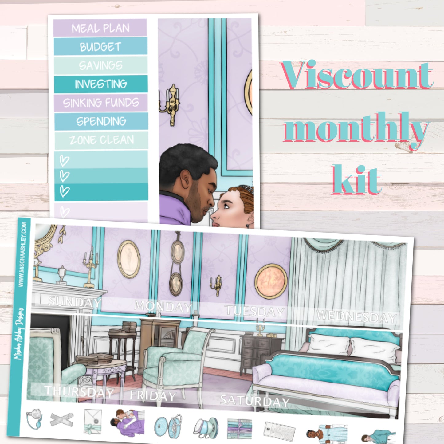 Viscount- Monthly Sticker Kit - Erin Condren - Aura Estelle Planners