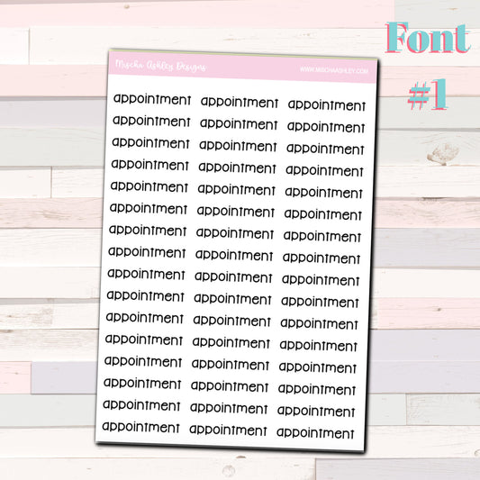 Script stickers | APPOINTMENT