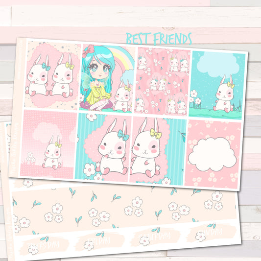 Best Friends Kawaii Fairy - Weekly Sticker Kit - Erin Condren Vertical Planner