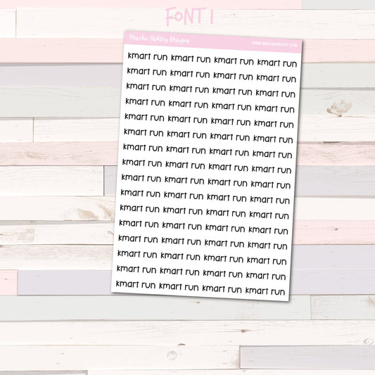 Script stickers | KMART RUN