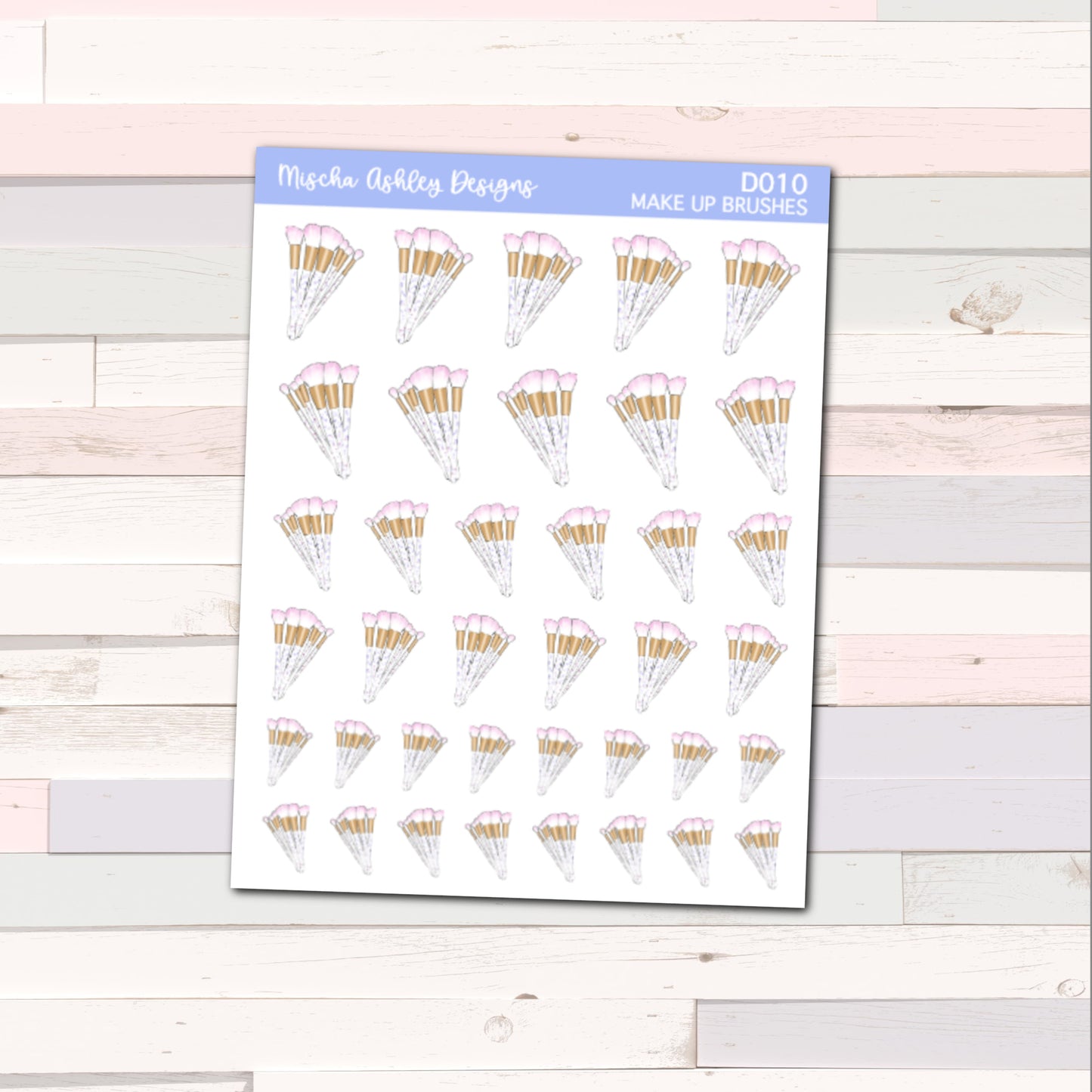 D010 Make up brushes STICKERS deco sheet