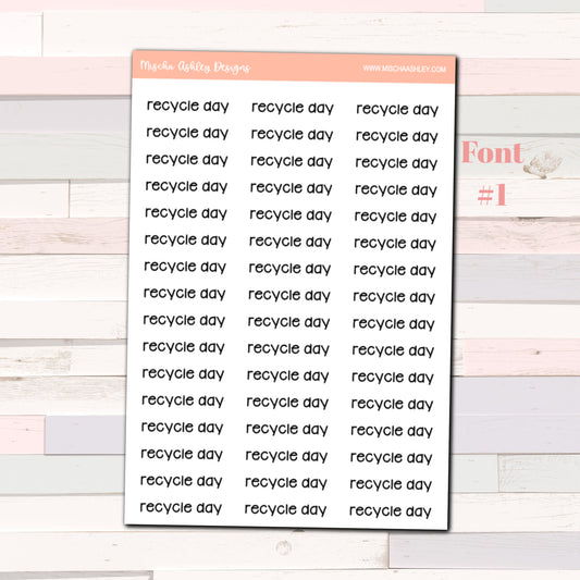 Script stickers | RECYCLE DAY