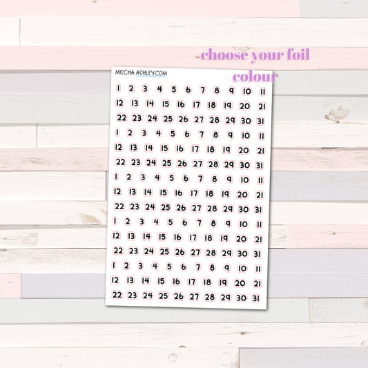 Foil Date numbers on clear sticker paper