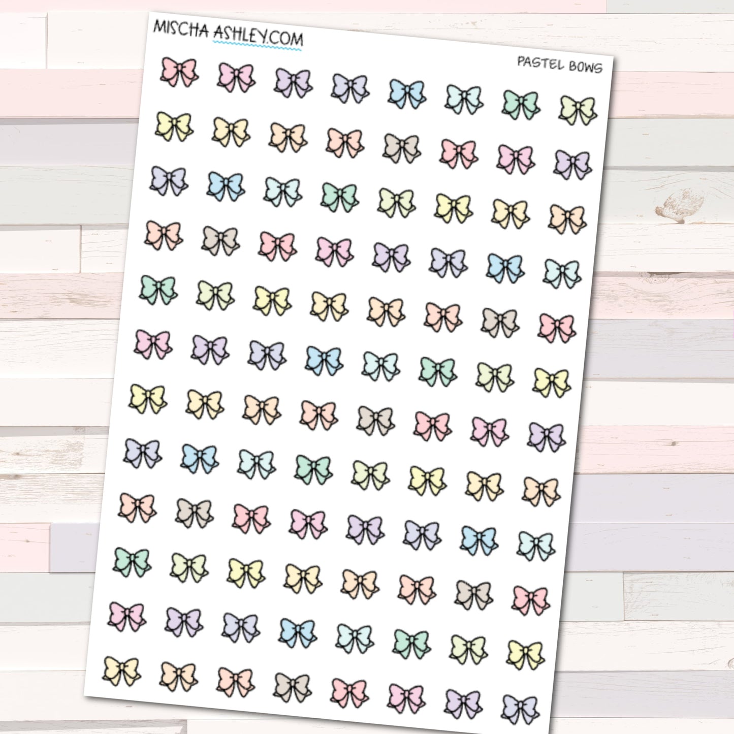Cute bow stickers pastel