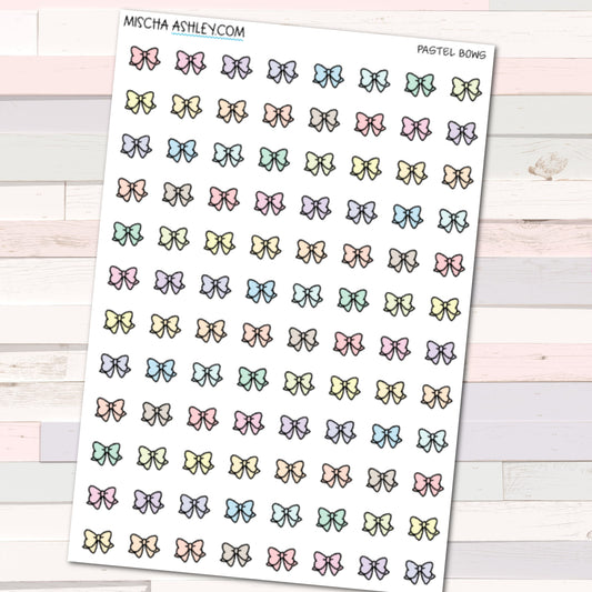 Cute bow stickers pastel