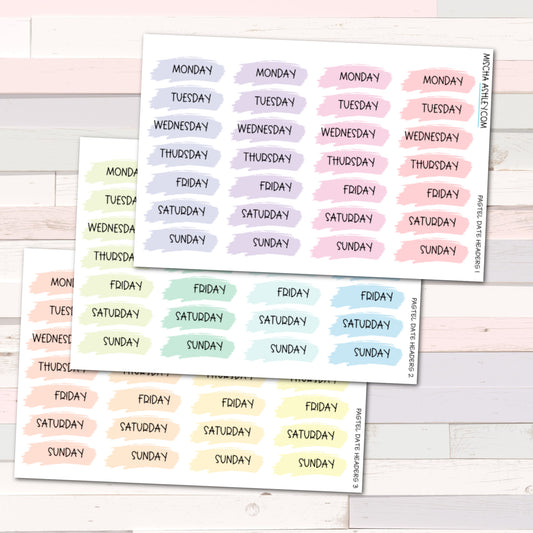 Date covers pastel - date headers